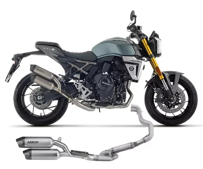 Arrow Round-Sil Titanium Full System Exhaust with Carbon End Cap for Suzuki GSX-8T / Tt 2025-2026 - ARROW EXHAUSTS