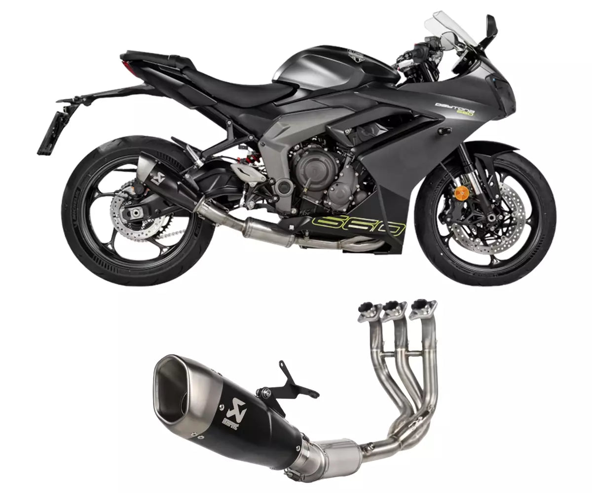 Akrapovič Triumph Daytona 660 / Tiger Sport 660 Full Exhaust System 2024–2026 Racing Line Titanium – S-T6R2-CQTBL