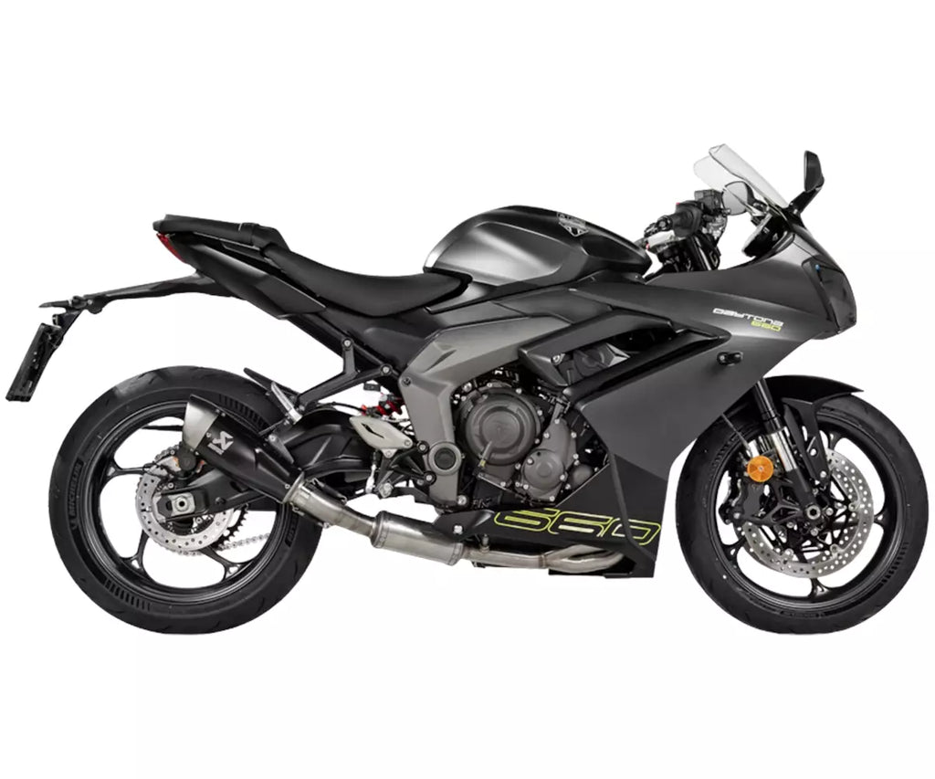 Akrapovič Triumph Daytona 660 / Tiger Sport 660 Full Exhaust System 2024–2026 Racing Line Titanium – S-T6R2-CQTBL