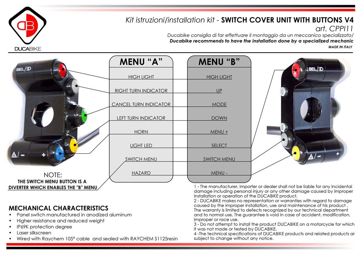 DBK V4 8 Buttons Handlebar Street Switched