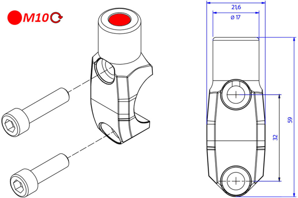 CNC Racing Brembo Master Cylinder Clamp with Mirror Mount Thread M10 Right - CNC Racing image 3