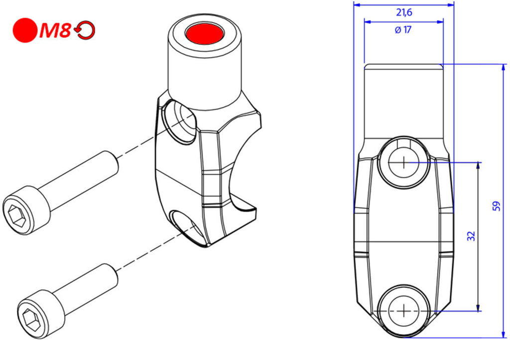 CNC Racing Brembo Master Cylinder Clamp with Mirror Mount Thread M8 Left - CNC Racing image 2