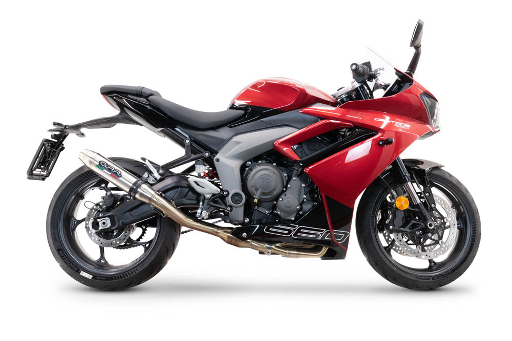 GPR exhaust Triumph Daytona 660 2023-2025, Deeptone Inox, full system exhaust legal for UK and non-EU countries including removable db killer - GPR Exhausts