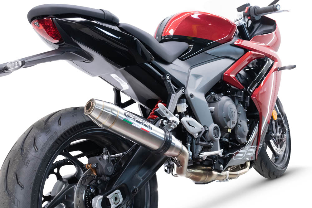 GPR exhaust Triumph Daytona 660 2023-2025, Deeptone Inox, full system exhaust legal for UK and non-EU countries including removable db killer - GPR Exhausts