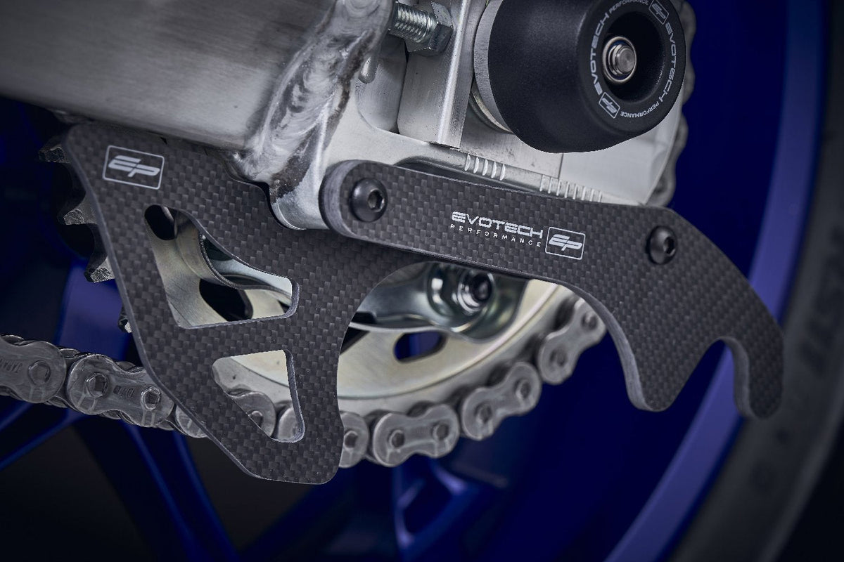 Evotech Carbon Fibre Toe Guard / GP Style Paddock Stand Plates - Yamaha YZF-R6 (2017+)