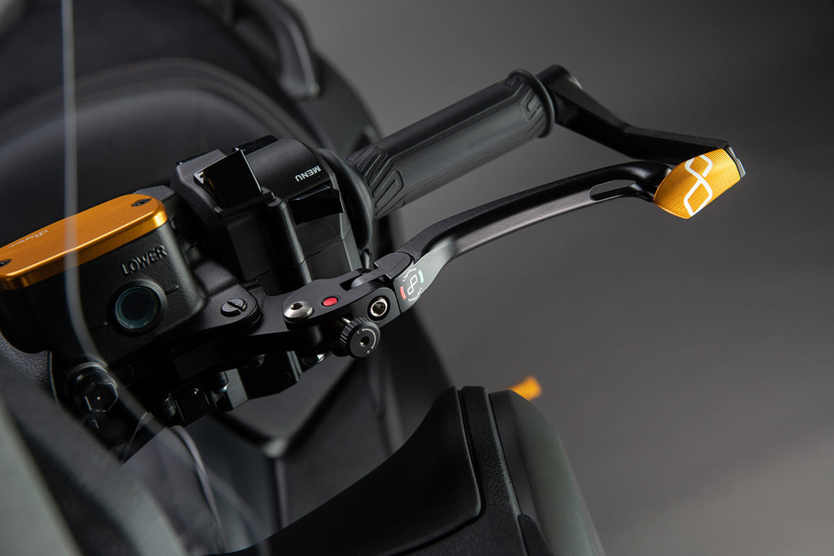 LighTech Aluminum Clutch Lever Guard - Axle Base 132 mm / Anodized Guard end for Aprilia / BMW / CFMOTO / Ducati / Honda /