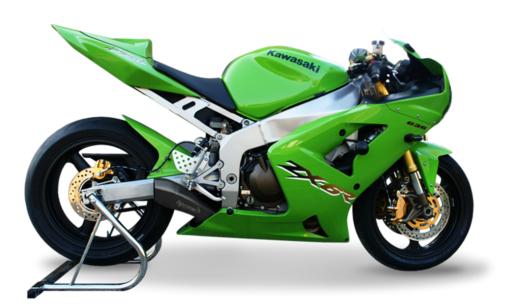 HP Corse Hydroform Black Exhaust for Kawasaki ZX-6R 636 2003-2004 - HP Corse