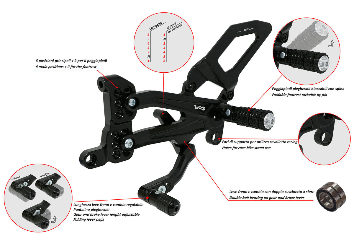 CNC Racing Adjustable rear sets RPS Ducati Panigale V4 - CNC Racing image 2