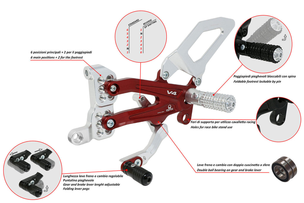 CNC Racing Adjustable rear sets Ducati Panigale V4 series for V4, V4 S and V4 Speciale – Pramac Racing limited Edition - CNC Racing image 4