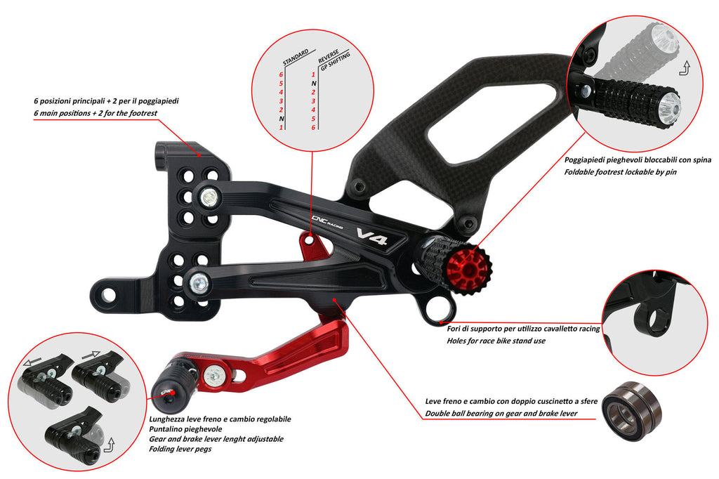 CNC Racing Adjustable rear sets RPS Ducati Panigale V4 – Carbon - CNC Racing image 4