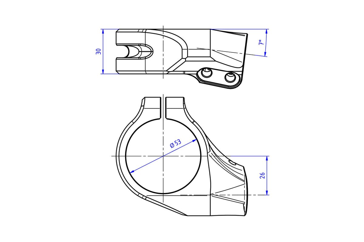 CNC Racing Clip – on Clamps Kit Ø53mm – Offset 26mm – Angle 7° for Ducati - CNC Racing image 7