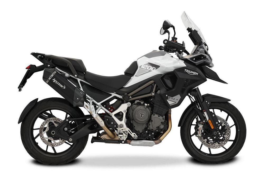HP Corse SPS Carbon 350 Black Exhaust for Triumph Tiger 1200 GT Rally PRO 2021-2024 - HP Corse