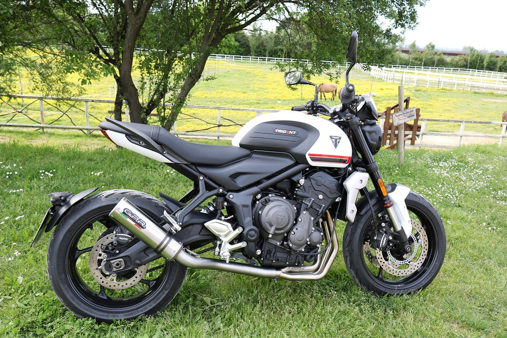 GPR exhaust Triumph Trident 660 2021-2024, M3 Titanium Natural, full system exhaust legal for UK and non-EU countries including removable db killer - GPR Exhausts