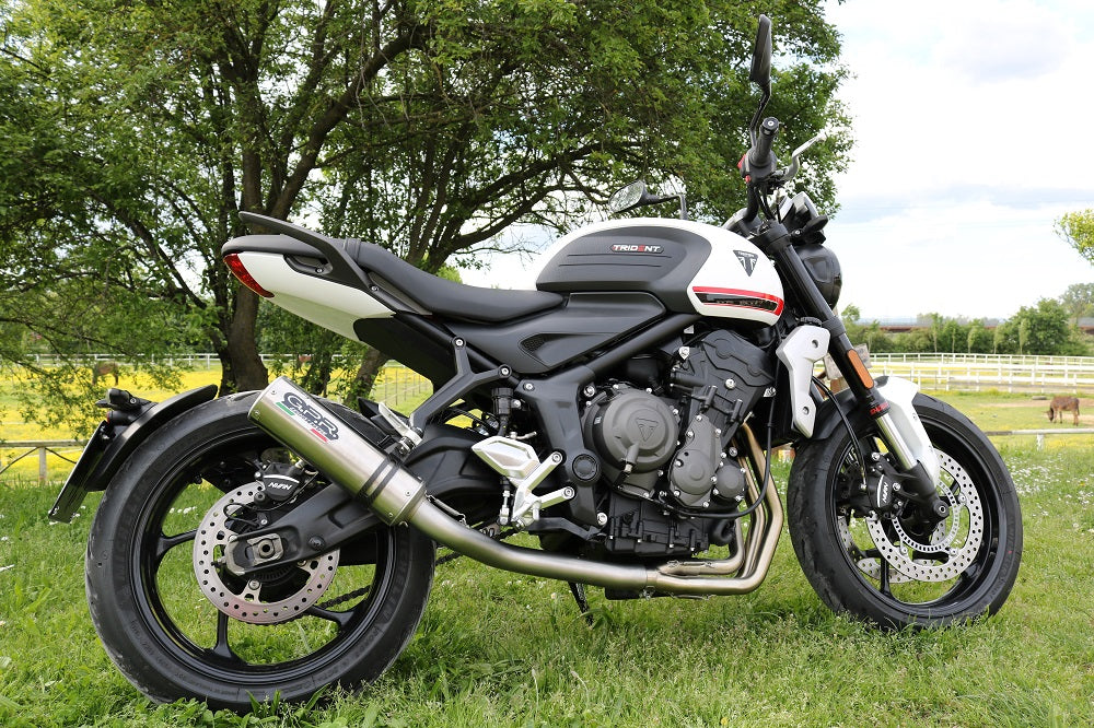 GPR exhaust Triumph Trident 660 2021-2024, M3 Titanium Natural, full system exhaust legal for UK and non-EU countries including removable db killer - GPR Exhausts