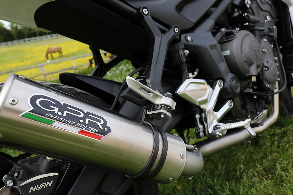 GPR exhaust Triumph Trident 660 2021-2024, M3 Titanium Natural, full system exhaust legal for UK and non-EU countries including removable db killer - GPR Exhausts