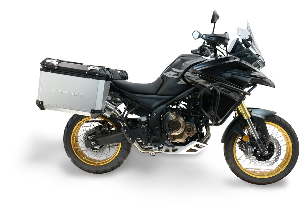 GPR Tech 38L + 32L Contoured Aluminium Side Case Set with Pannier Rack - Voge 625DSX (2024–2026) - Silver