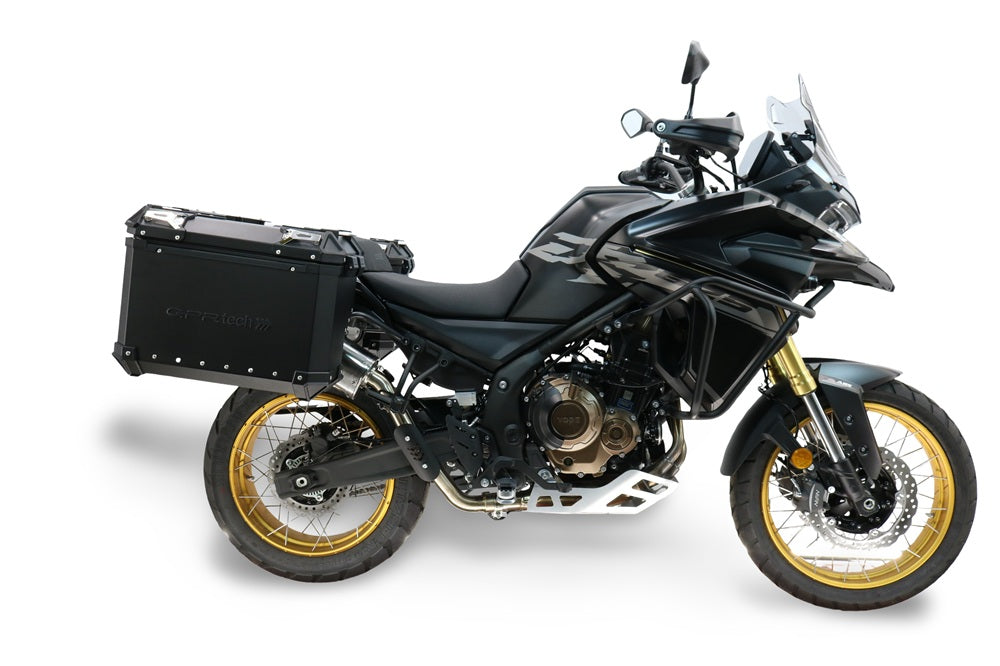 GPR Tech 38L + 32L Contoured Aluminium Side Case Set with Pannier Rack - Voge 625DSX (2024–2026) - Black