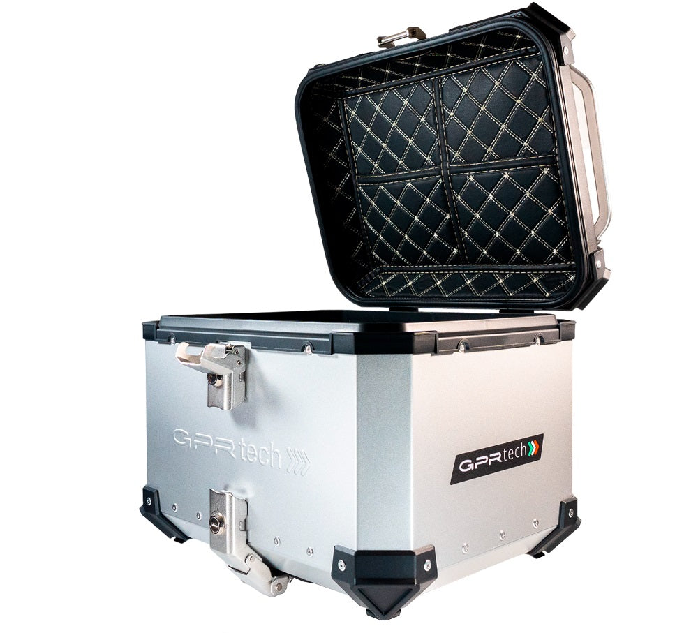 GPR Tech Alpi-Tech 35L Aluminium Top Case with Specific Fitting Plate - Aprilia Tuareg 660 (2021–2024) - Silver - image 9