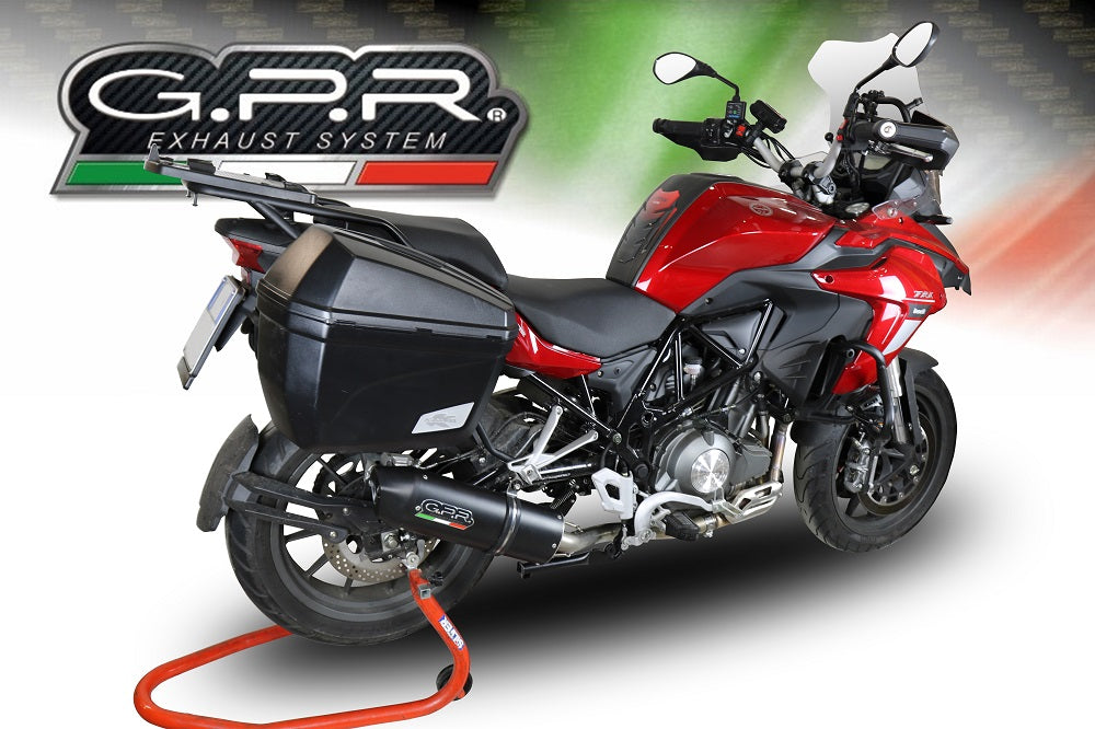 GPR exhaust Benelli Trk 502 2017-2020, Furore Evo4 Nero, Slip-on exhaust legal for UK and non-EU markets including link pipe and removable db killer - GPR Exhausts