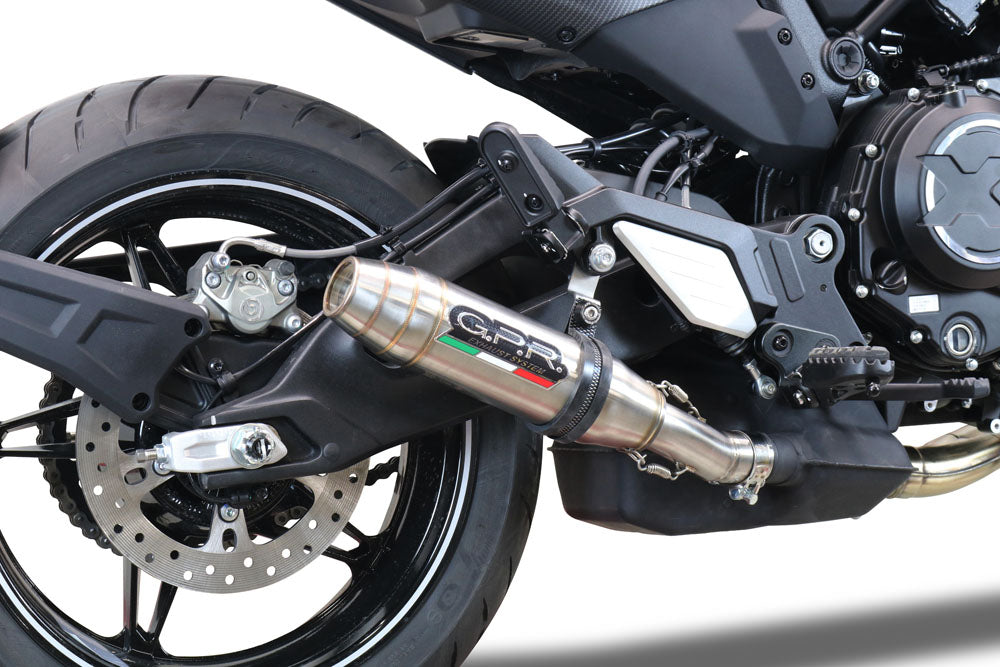 GPR exhaust Cf Moto 700 CL-X Adv 2025-2026, Deeptone Inox, Homologated legal slip-on exhaust including removable db killer and link pipe - GPR Exhausts
