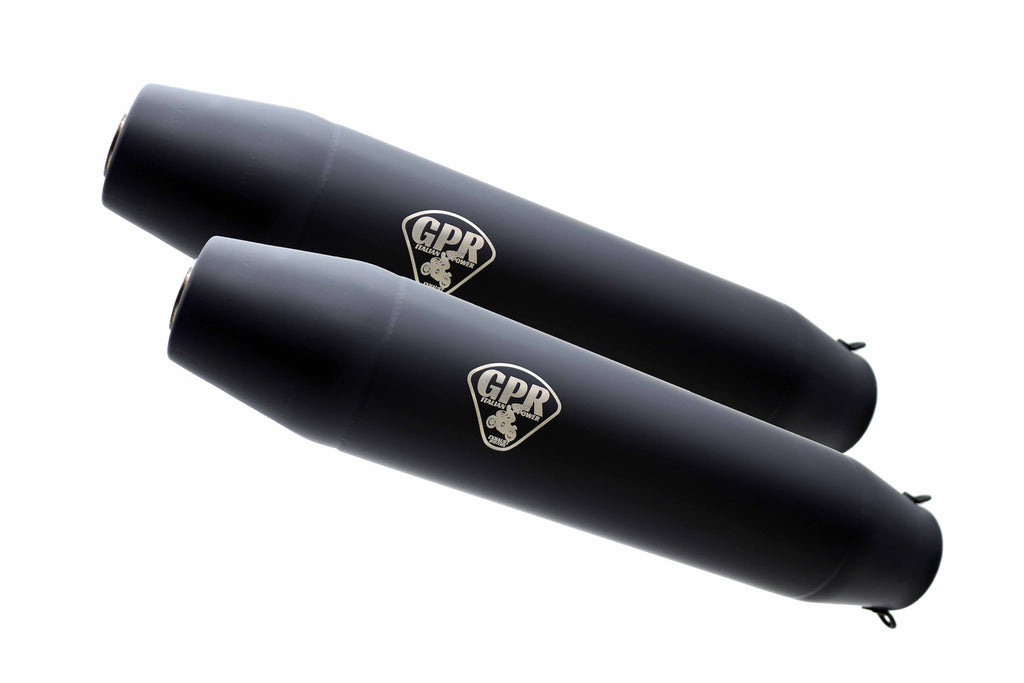 GPR exhaust Moto Guzzi Nevada 350 1991-2001, Deeptone Black Cafè Racer, Dual universal Homologated legal silencer kit, including removable db killer - GPR Exhausts