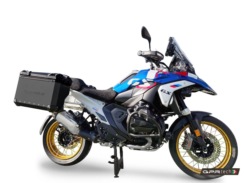 GPR Tech 38L + 38L Aluminium Side Case Set with Pannier Rack - BMW R 1300 GS (2024–2026) - Black