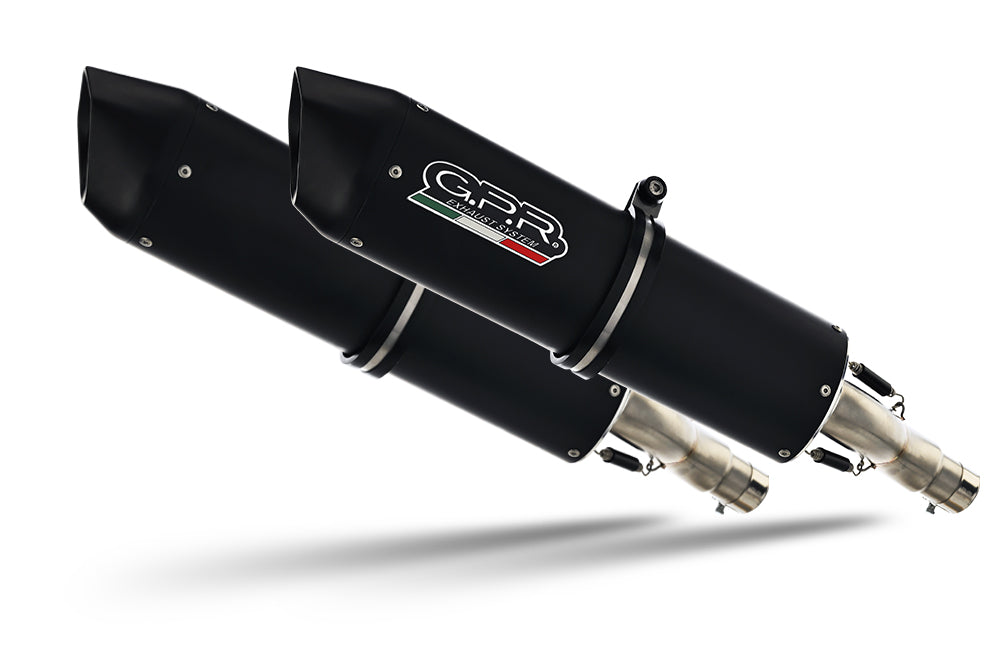 GPR exhaust Aprilia Etv Caponord 1000 Rally 2001-2007, Furore Nero, Dual Homologated legal slip-on exhaust including removable db killers and link pip - GPR Exhausts