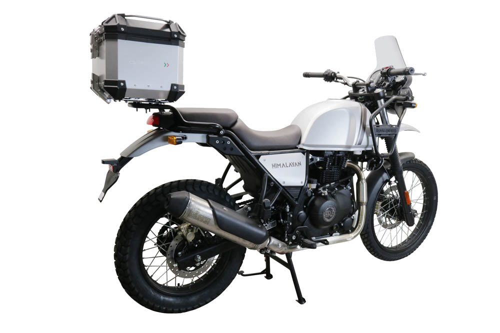 GPR Tech Alpi-Tech 26L Aluminium Top Case with Specific Fitting Plate - Royal Enfield Himalayan 410 (2017–2023) - Silver
