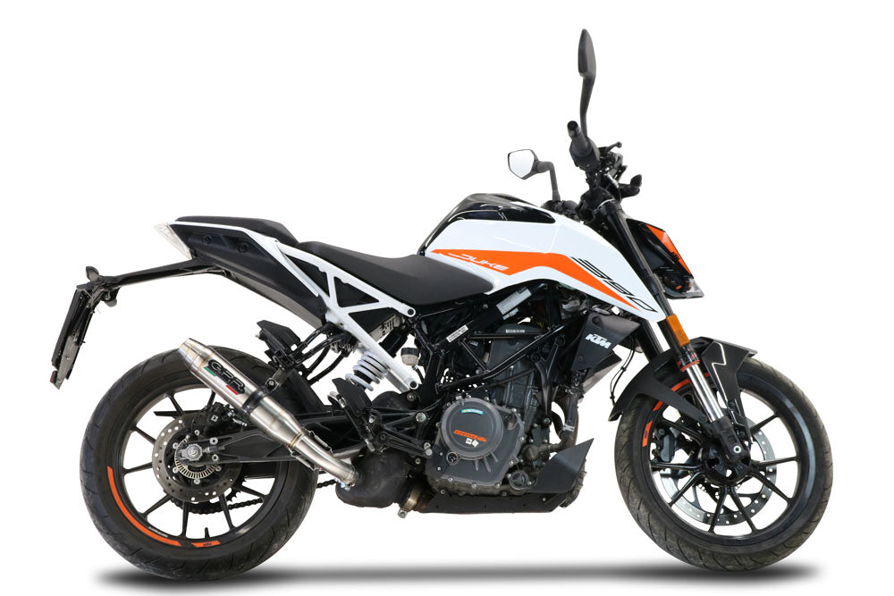 GPR exhaust Ktm Duke 125 2021-2023, Deeptone Inox, Homologated legal slip-on exhaust including removable db killer and link pipe - GPR Exhausts
