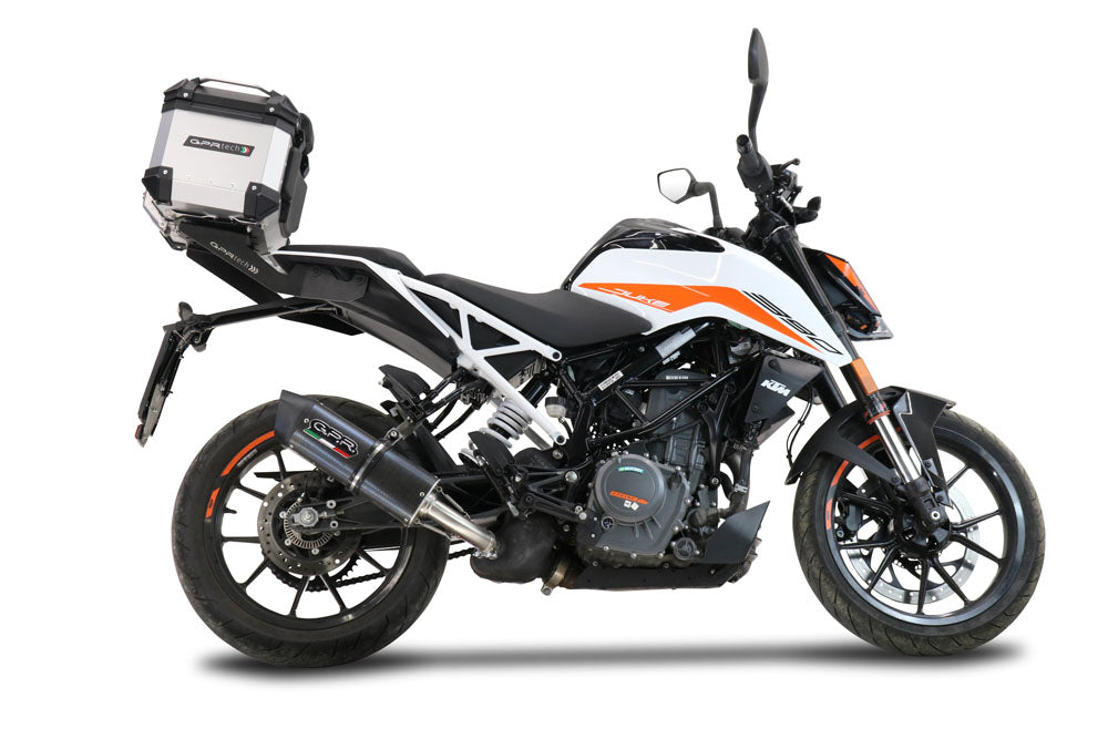 GPR Tech Alpi-Tech 26L Aluminium Top Case with Roof Rack & Specific Fitting Plate - KTM Duke 125 (2017–2020) - Silver