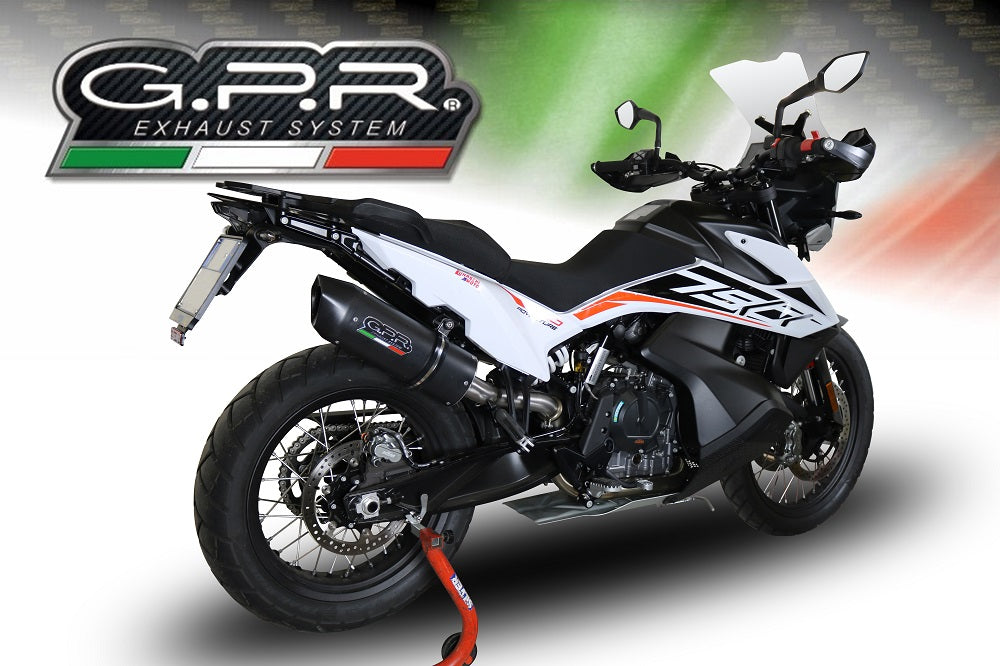 GPR exhaust Ktm Adventure 790 2021-2024, Furore Evo4 Nero, Homologated legal slip-on exhaust including removable db killer and link pipe - GPR Exhausts