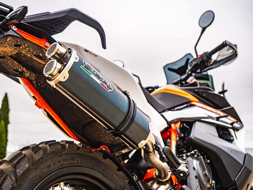 GPR exhaust Ktm Adventure 890 2021-2024, Dual Poppy, Homologated legal slip-on exhaust including removable db killer and link pipe - GPR Exhausts