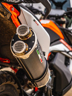GPR exhaust Ktm Adventure 890 2021-2024, Dual Poppy, Homologated legal slip-on exhaust including removable db killer and link pipe - GPR Exhausts