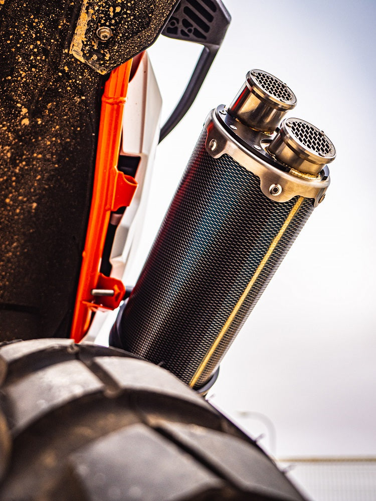 GPR exhaust Ktm Adventure 890 2021-2024, Dual Poppy, Homologated legal slip-on exhaust including removable db killer and link pipe - GPR Exhausts
