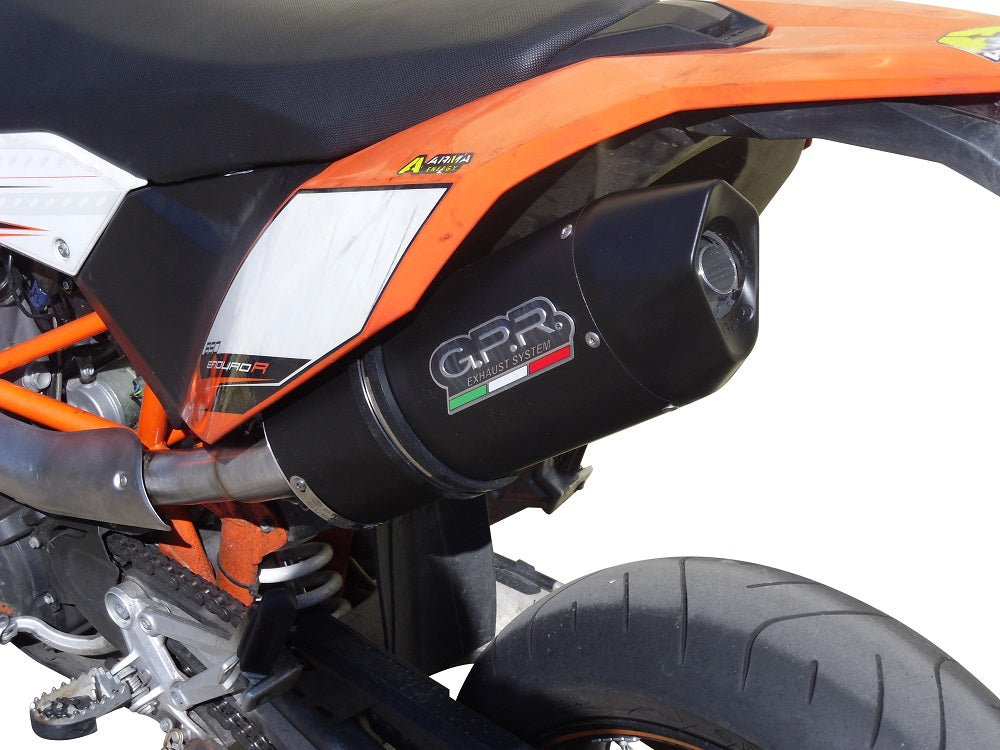 GPR exhaust Ktm Enduro 690 R  2007-2016, Furore Nero, Homologated legal slip-on exhaust including removable db killer and link pipe - GPR Exhausts