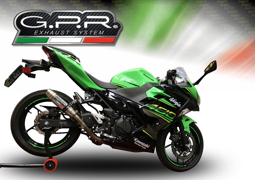 GPR exhaust Kawasaki Ninja 400 2023-2025, Deeptone Inox, Homologated legal slip-on exhaust including removable db killer and link pipe - GPR Exhausts