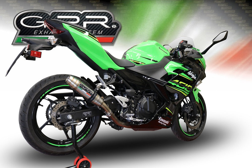 GPR exhaust Kawasaki Ninja 400 2023-2025, Deeptone Inox, Homologated legal slip-on exhaust including removable db killer and link pipe - GPR Exhausts