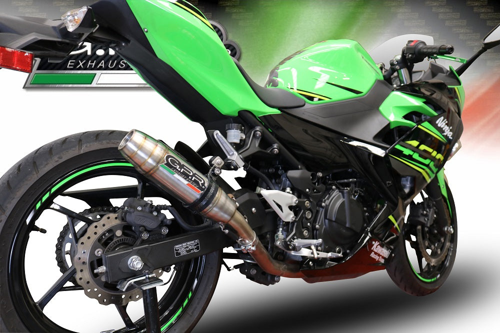 GPR exhaust Kawasaki Ninja 400 2023-2025, Deeptone Inox, Homologated legal slip-on exhaust including removable db killer and link pipe - GPR Exhausts