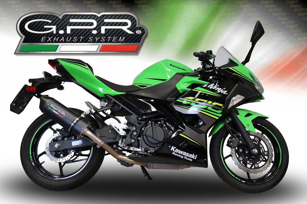 GPR exhaust Kawasaki Ninja 400 2018-2022, Furore Evo4 Nero, Homologated legal slip-on exhaust including removable db killer and link pipe - GPR Exhausts