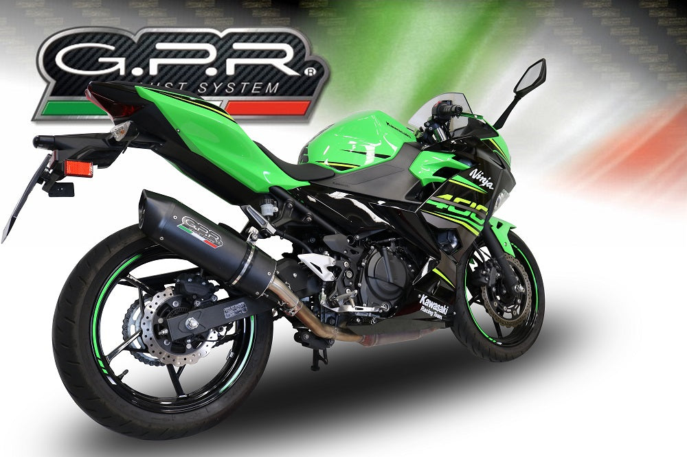GPR exhaust Kawasaki Ninja 400 2018-2022, Furore Evo4 Nero, Homologated legal slip-on exhaust including removable db killer and link pipe - GPR Exhausts