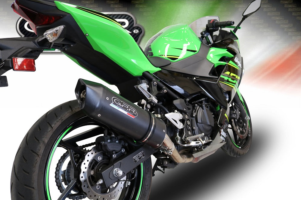 GPR exhaust Kawasaki Ninja 400 2018-2022, Furore Evo4 Nero, Homologated legal slip-on exhaust including removable db killer and link pipe - GPR Exhausts