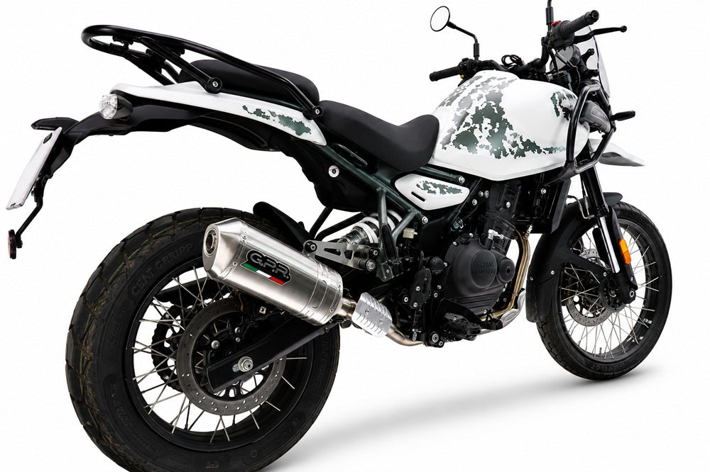GPR exhaust Royal Enfield Guerrilla 450  2024-2025, Satinox, Homologated legal slip-on exhaust including removable db killer and link pipe - GPR Exhausts