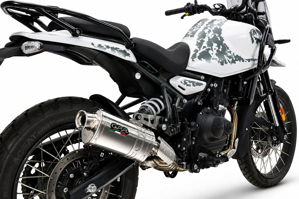 GPR exhaust Royal Enfield Guerrilla 450  2024-2025, Dune Triovale Titanio, Homologated legal slip-on exhaust including removable db killer and link pi - GPR Exhausts