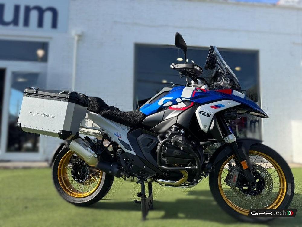 GPR Tech 38L + 38L Aluminium Side Case Set with Pannier Rack - BMW R 1300 GS Adventure (2024–2026) - Silver