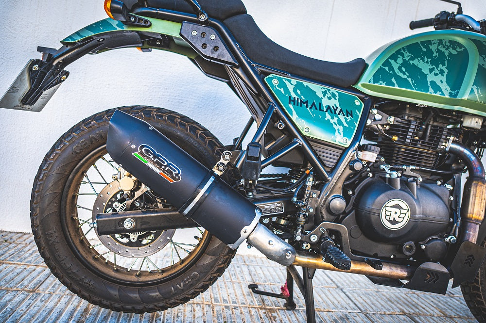 GPR exhaust Royal Enfield Himalayan 410 Diam.36mm 2017-2020, Furore Nero, Racing slip-on exhaust including link pipe - GPR Exhausts