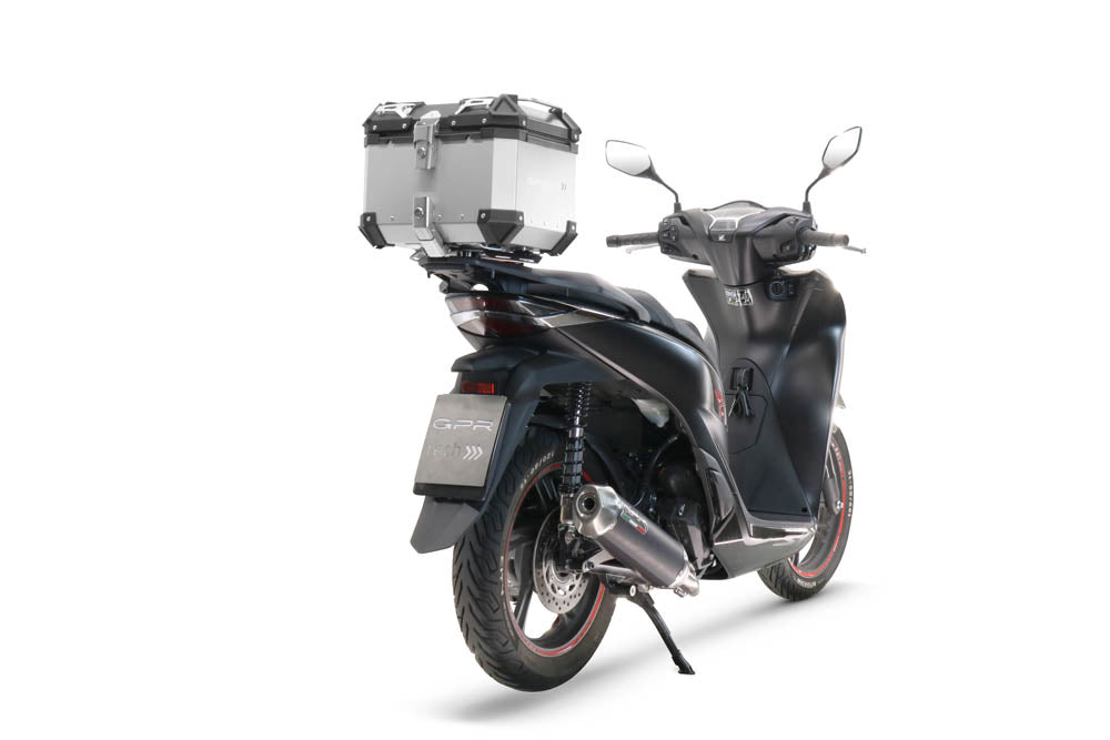 GPR Tech Alpi-Tech 26L Aluminium Top Case with Roof Rack & Specific Fitting Plate - Honda SH 125 (2017–2024) - Silver - image 5
