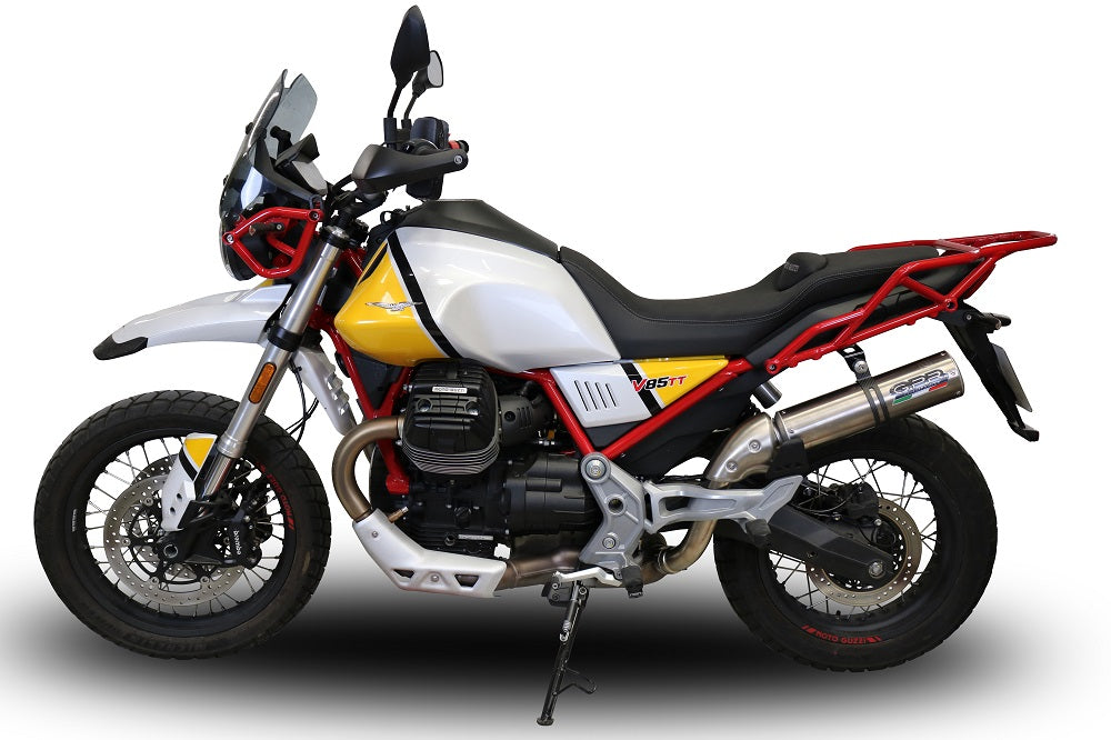 GPR exhaust Moto Guzzi V85 TT 2019-2020, M3 Titanium Natural, Homologated legal slip-on exhaust including removable db killer and link pipe - GPR Exhausts
