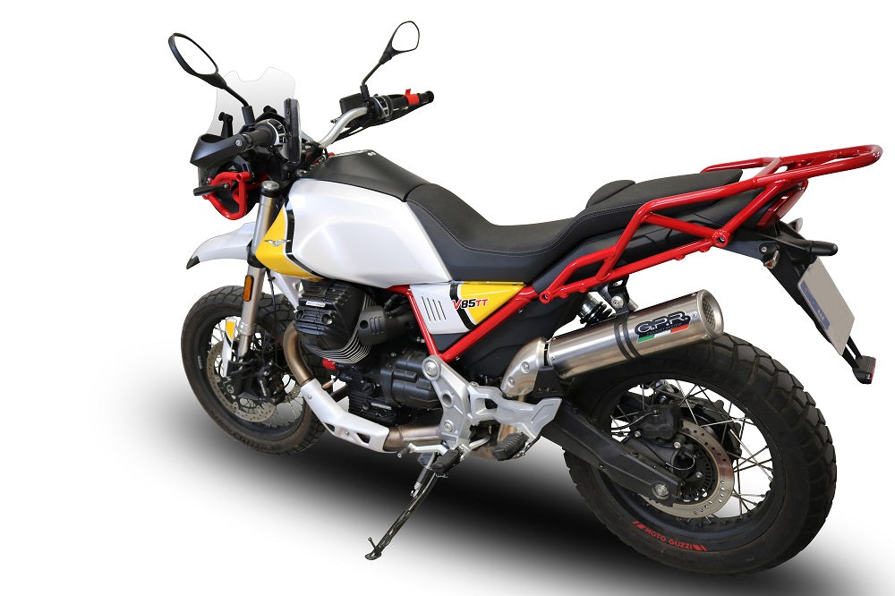 GPR exhaust Moto Guzzi V85 TT 2019-2020, M3 Titanium Natural, Homologated legal slip-on exhaust including removable db killer and link pipe - GPR Exhausts