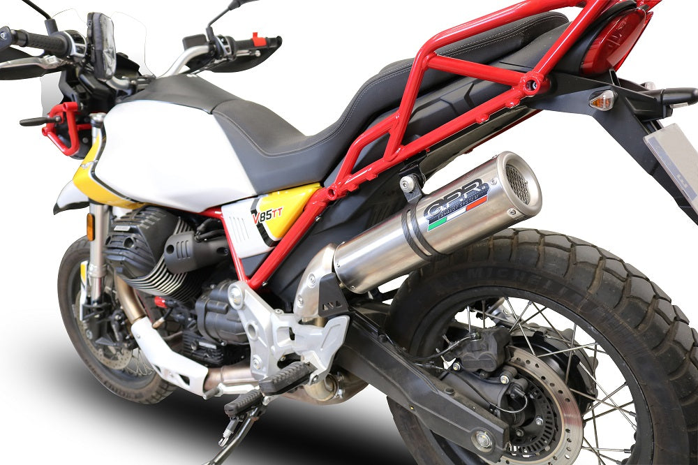 GPR exhaust Moto Guzzi V85 TT 2019-2020, M3 Titanium Natural, Homologated legal slip-on exhaust including removable db killer and link pipe - GPR Exhausts