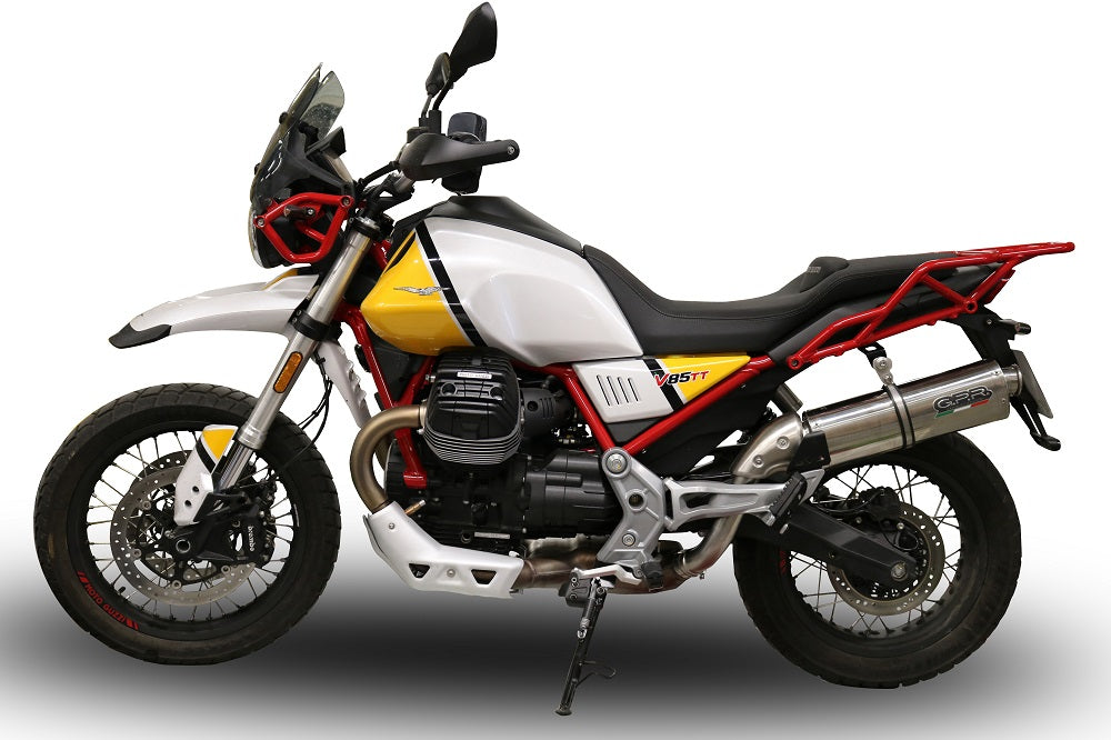 GPR exhaust Moto Guzzi V85 TT 2021-2024, Trioval, Homologated legal slip-on exhaust including removable db killer and link pipe - GPR Exhausts